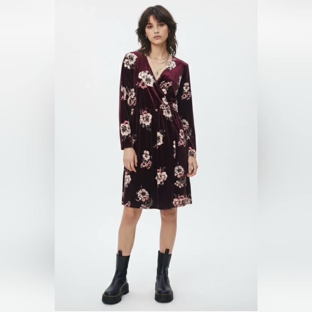 Eyeshadow Dress Burgundy Velour Floral Goth Whimsigoth Boho 1X